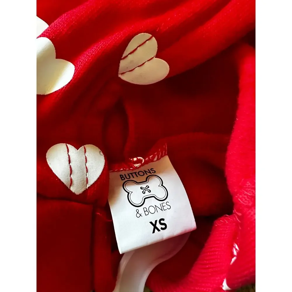 Petite Dog I Love you Hoodie Fleece Sweatshirt, Size XS, Red, NWT
